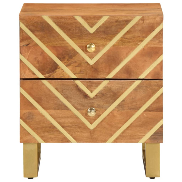 Mesa de cabeceira madeira de mangueira maciça castanho e preto M 4