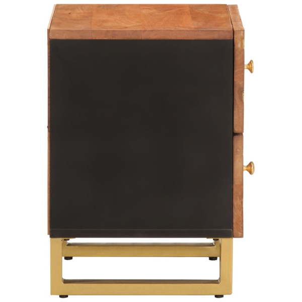 Mesa de cabeceira madeira de mangueira maciça castanho e preto M 5