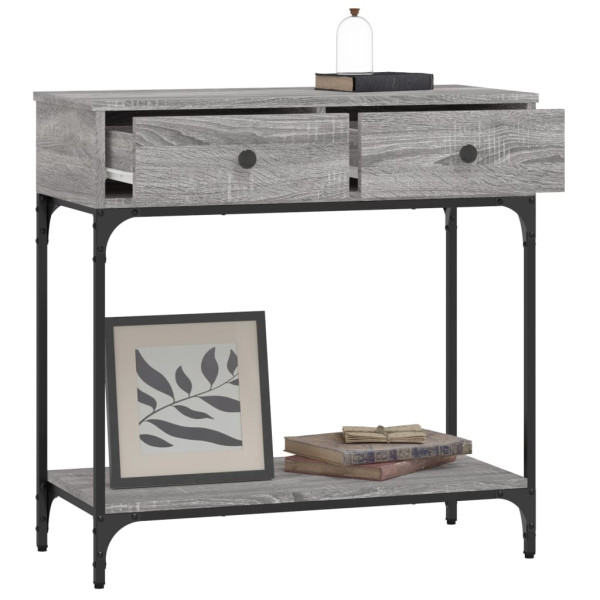 Mesa consola madera de ingeniería gris Sonoma 75x34.5x75 cm M 4