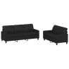 2 pcs conjunto de sofás com almofadões couro artificial preto 1