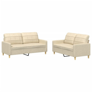 2 pcs conjunto de sofás com almofadões tecido cor creme H
