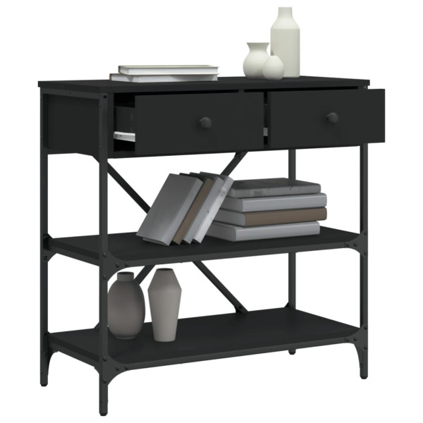 Mesa consola madera de ingeniería negro 75x34.5x75 cm M 4