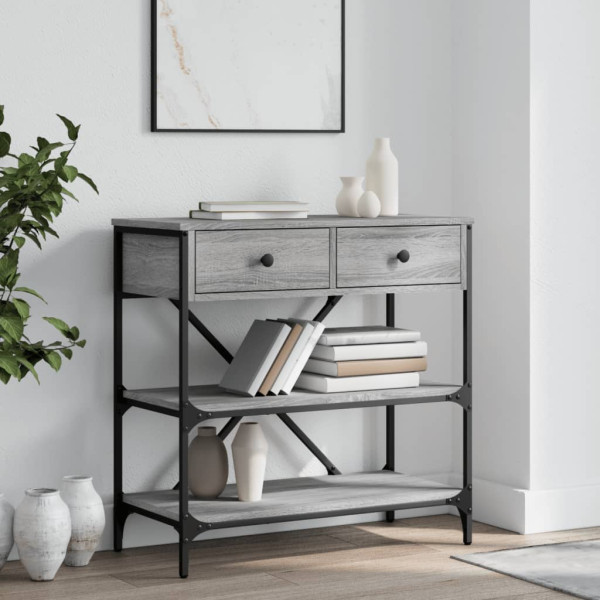 Mesa consola madera de ingeniería gris Sonoma 75x34.5x75 cm D