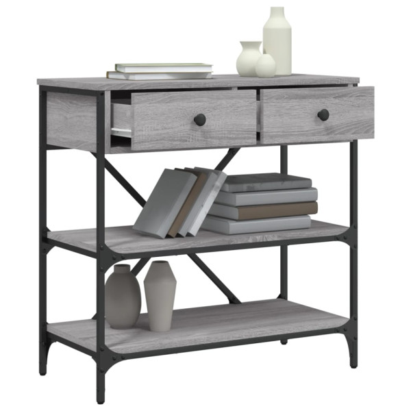 Mesa consola madera de ingeniería gris Sonoma 75x34.5x75 cm M 4