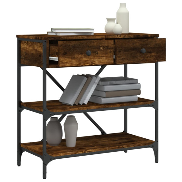 Mesa consola madera de ingeniería roble ahumado 75x34.5x75 cm M 4