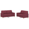 2 pcs conjunto de sofás com almofadões tecido vermelho tinto 2