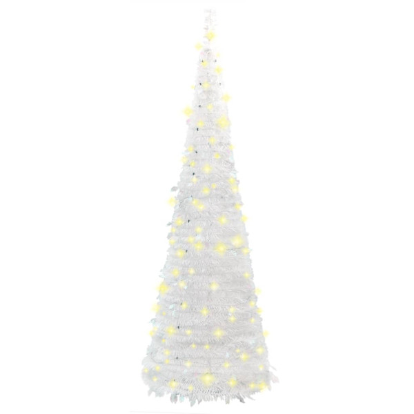 Árbol de Navidad artificial desplegable 200 LED blanco 210 cm M 5