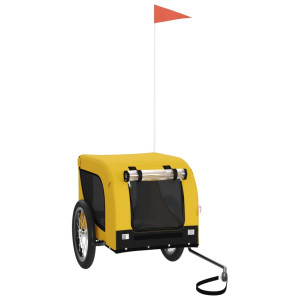 Reboque bicicleta p/ animais tecido oxford/ferro amarelo/preto H