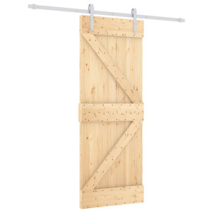 Puerta corredera con herrajes madera maciza de pino 80x210 cm H