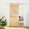 Puerta corredera con herrajes madera maciza de pino 80x210 cm 1