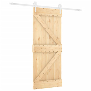 Puerta corredera con herrajes madera maciza de pino 80x210 cm H
