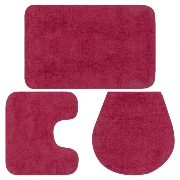 Conjunto de alfombrillas de baño de tela 3 piezas fucsia D