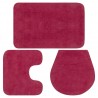 Conjunto de alfombrillas de baño de tela 3 piezas fucsia 1