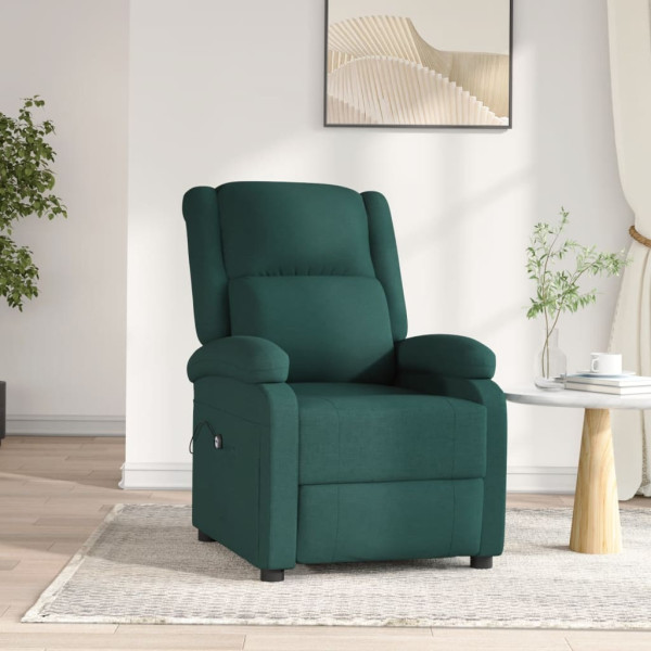 Sillón reclinable eléctrico tela verde oscuro D