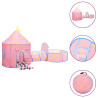 Tenda de brincar infantil com 250 bolas 301x120x128 cm rosa 5