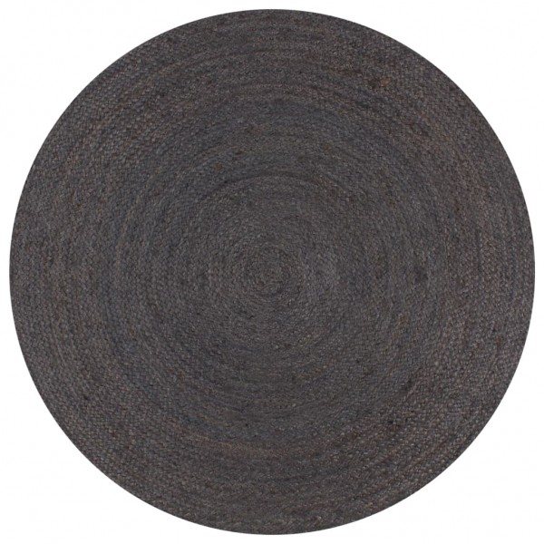 Alfombra de yute tejida a mano 120 cm gris oscuro D
