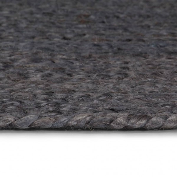 Alfombra de yute tejida a mano 120 cm gris oscuro M 5