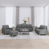 4 pcs conjunto de sofás com almofadões tecido cinzento-escuro 1