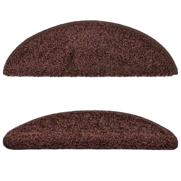 Tapetes de escada 15 pcs 56x17x3 cm castanho M 4