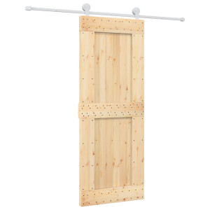 Puerta corredera con herrajes madera maciza de pino 80x210 cm H