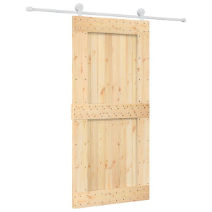Puerta corredera con herrajes madera maciza de pino 95x210 cm H
