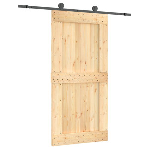 Puerta corredera con herrajes madera maciza de pino 100x210 cm H