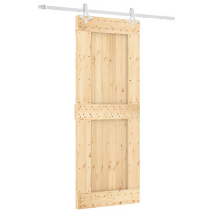 Puerta corredera con herrajes madera maciza de pino 80x210 cm H