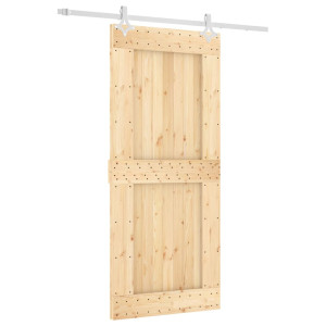 Puerta corredera con herrajes madera maciza de pino 90x210 cm H