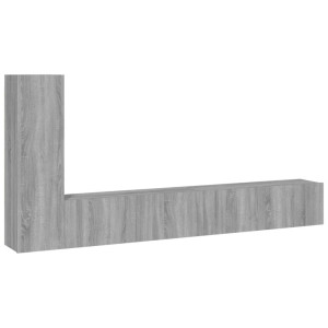 Set de muebles para TV 3 pzas madera contrachapada gris Sonoma H