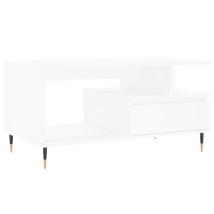 Mesa de centro madera contrachapada blanca 90x49x45 cm H