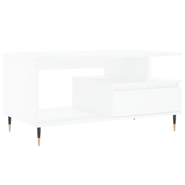 Mesa de centro madera contrachapada blanca 90x49x45 cm M 2