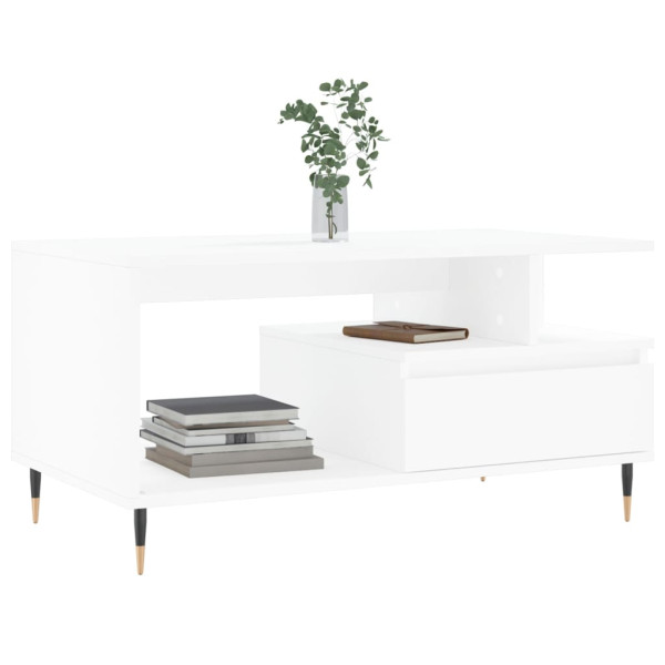 Mesa de centro de madeira branco 90x49x45 cm M 3