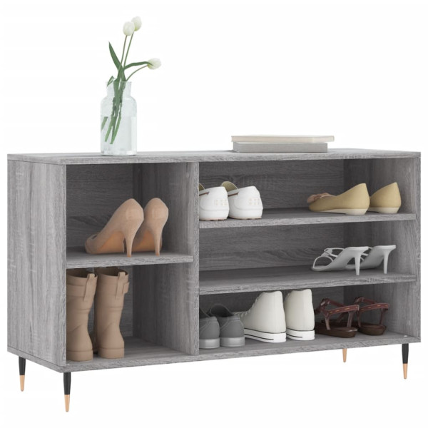 Mueble zapatero madera contrachapada gris Sonoma 102x36x60 cm M 3