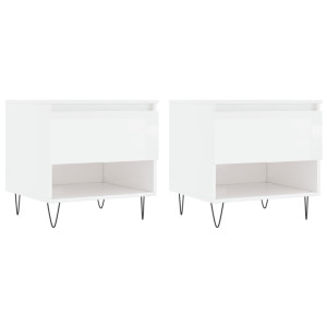 Mesas de centro 2pcs 50x46x50cm deriv. madeira branco brilhante H