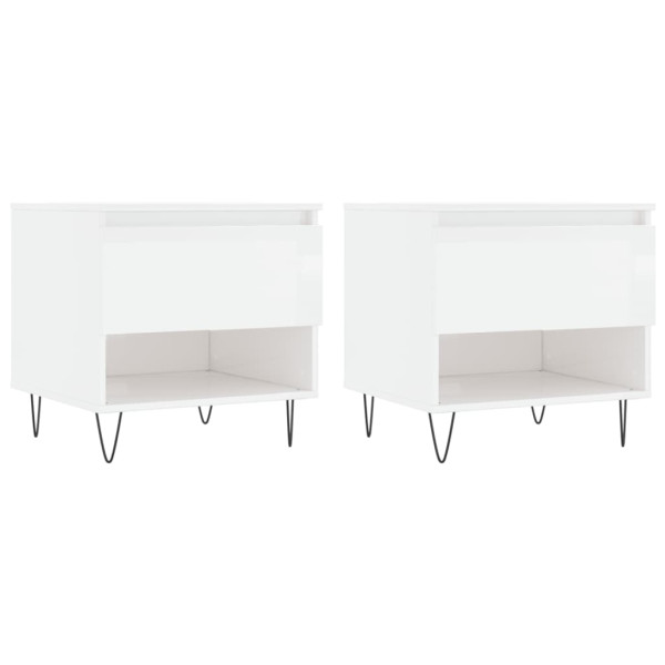 Mesas de centro 2pcs 50x46x50cm deriv. madeira branco brilhante M 2