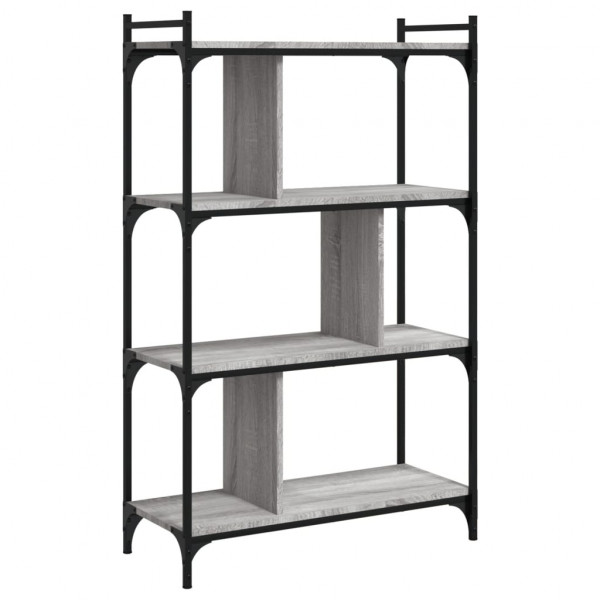 Librería 4 estantes madera ingeniería gris Sonoma 76x32x123 cm M 2