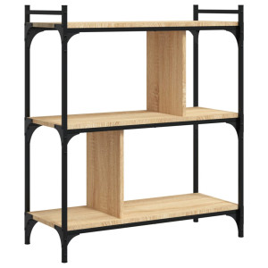 Librería 3 estantes madera ingeniería roble Sonoma 76x32x88 cm H