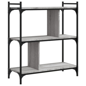 Librería 3 estantes madera ingeniería gris Sonoma 76x32x88 cm H