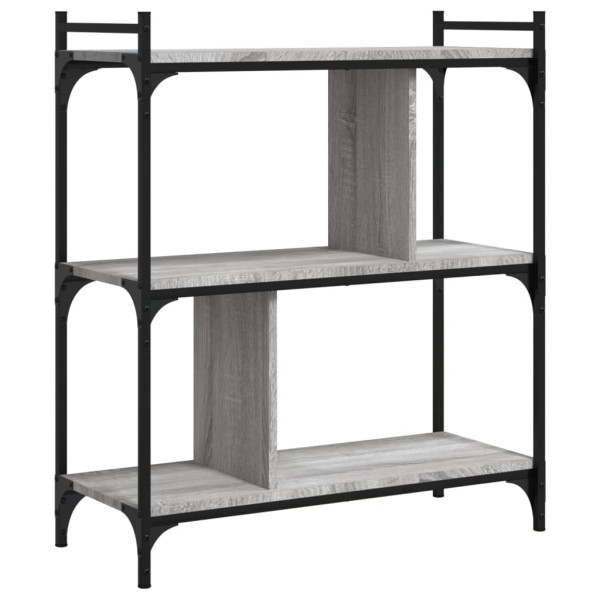 Librería 3 estantes madera ingeniería gris Sonoma 76x32x88 cm M 2
