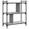 Librería 3 estantes madera ingeniería gris Sonoma 76x32x88 cm 2