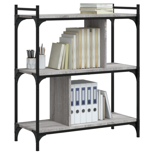 Librería 3 estantes madera ingeniería gris Sonoma 76x32x88 cm M 3
