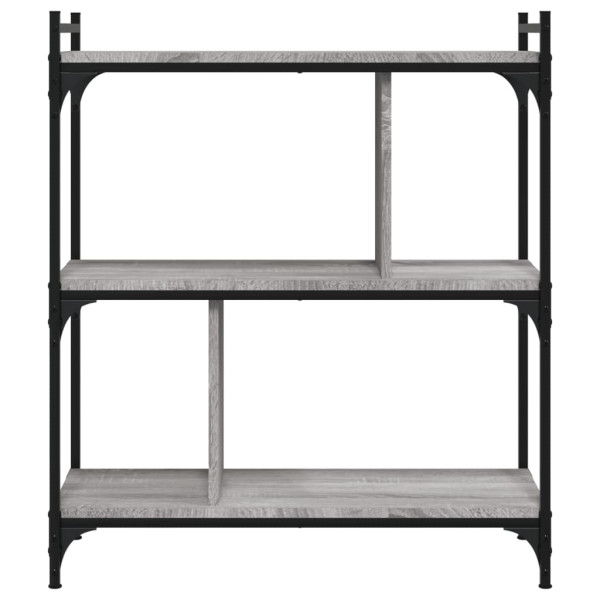 Librería 3 estantes madera ingeniería gris Sonoma 76x32x88 cm M 4