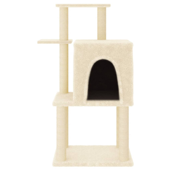 Rascador para gatos con postes de sisal color crema 97 cm M 3