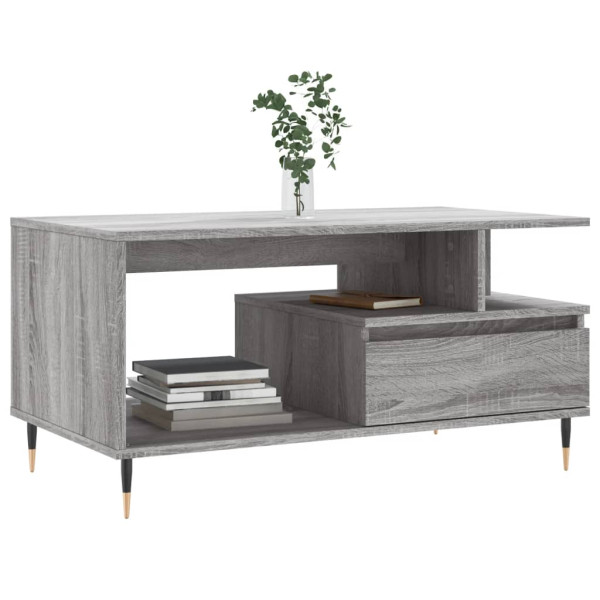 Mesa de centro madera contrachapada gris Sonoma 90x49x45 cm M 3