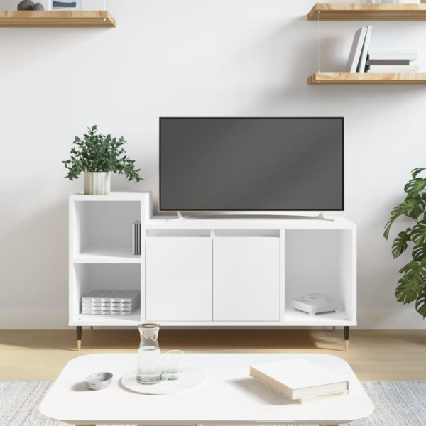 Mueble para TV madera contrachapada blanco 100x35x55 cm D