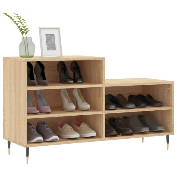 Mueble zapatero madera contrachapada roble Sonoma 102x36x60 cm M 3