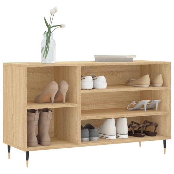 Mueble zapatero madera contrachapada roble Sonoma 102x36x60 cm M 3