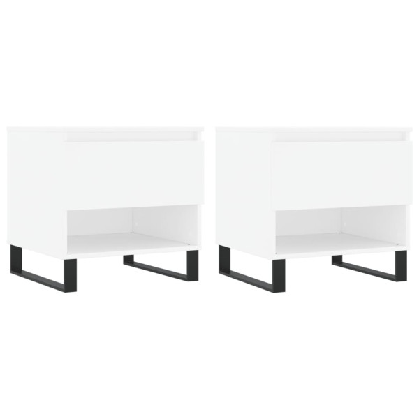 Mesas de centro 2 pcs 50x46x50 cm derivados de madeira branco M 2