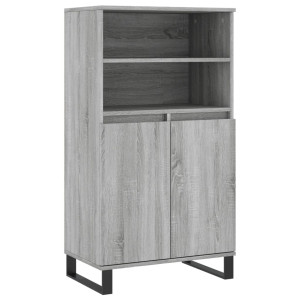 Aparador alto de madera contrachapada gris Sonoma 60x36x110 cm H