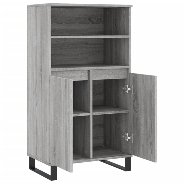 Aparador alto de madera contrachapada gris Sonoma 60x36x110 cm M 5